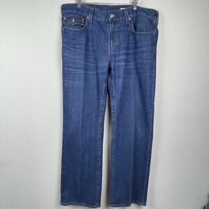True Religion‎ Ricky Flap Pockets Blue Jeans Size 40x 33- Straight Relaxed USA